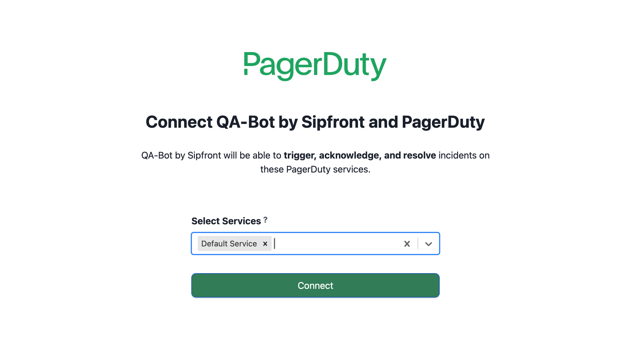 Connect services with Sipfront
