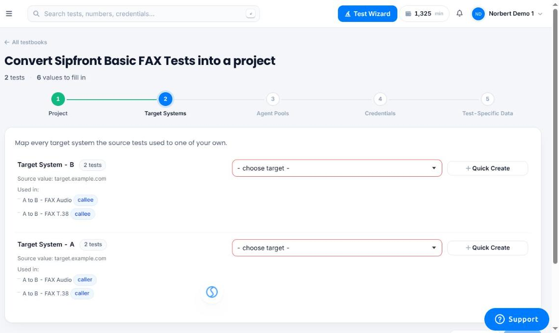 Mapping target systems in the convert wizard